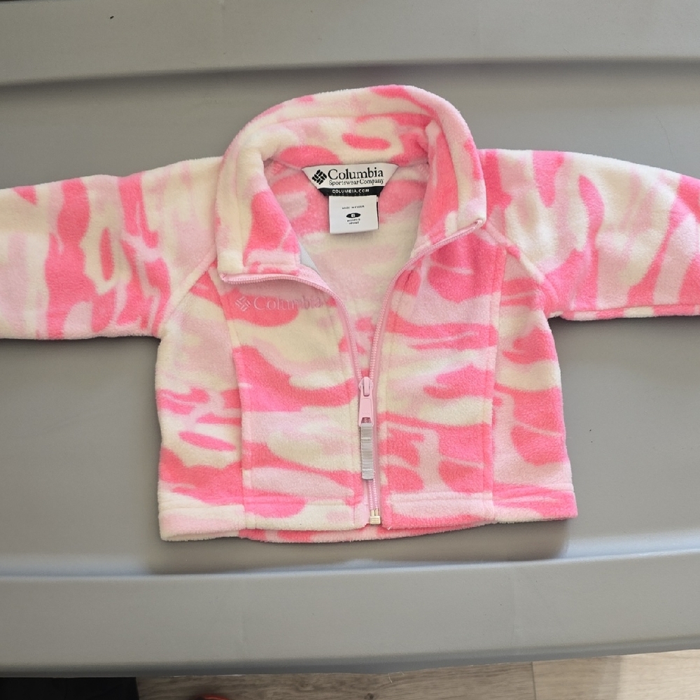 Columbia Pink and Cream Patterned Fleece Jacket